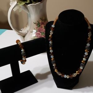 Handmade Matching beaded necklace and bracelet set